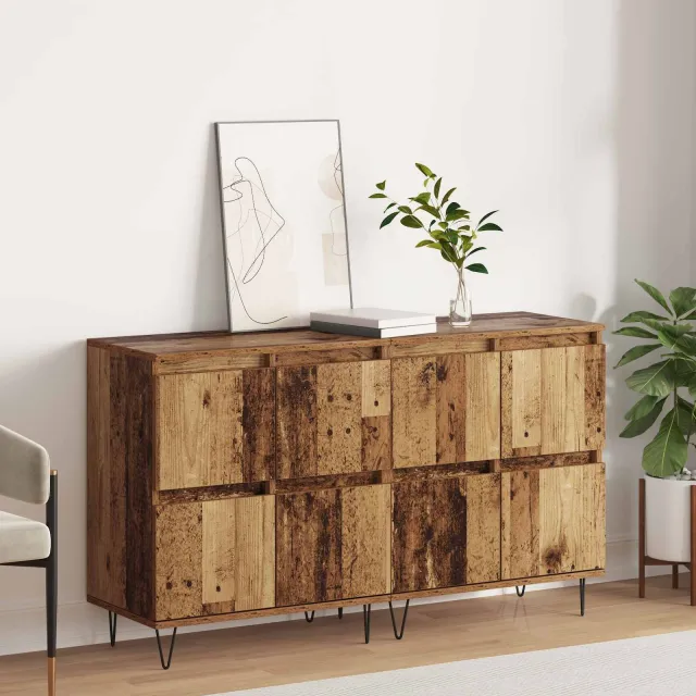 vidaXL Dressoirs 2 st Oud hout 60 x 35 x 70 cm bruin, foto 2