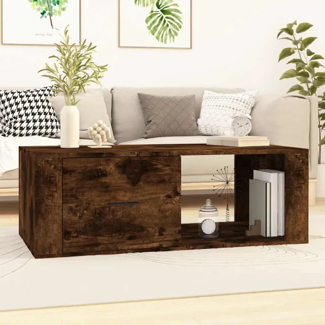 vidaXL Salontafel 100x50,5x35 cm bewerkt hout gerookt eikenkleurig Bruin