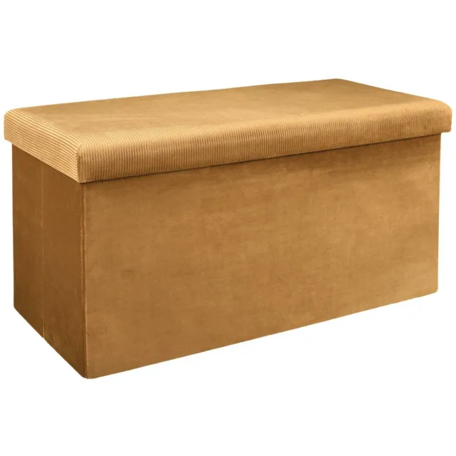 HOME DECO FACTORY Home Deco - Poef/hocker Velvet - opvouwbaar - okergeel - polyester/MDF - 76 x 38 cm