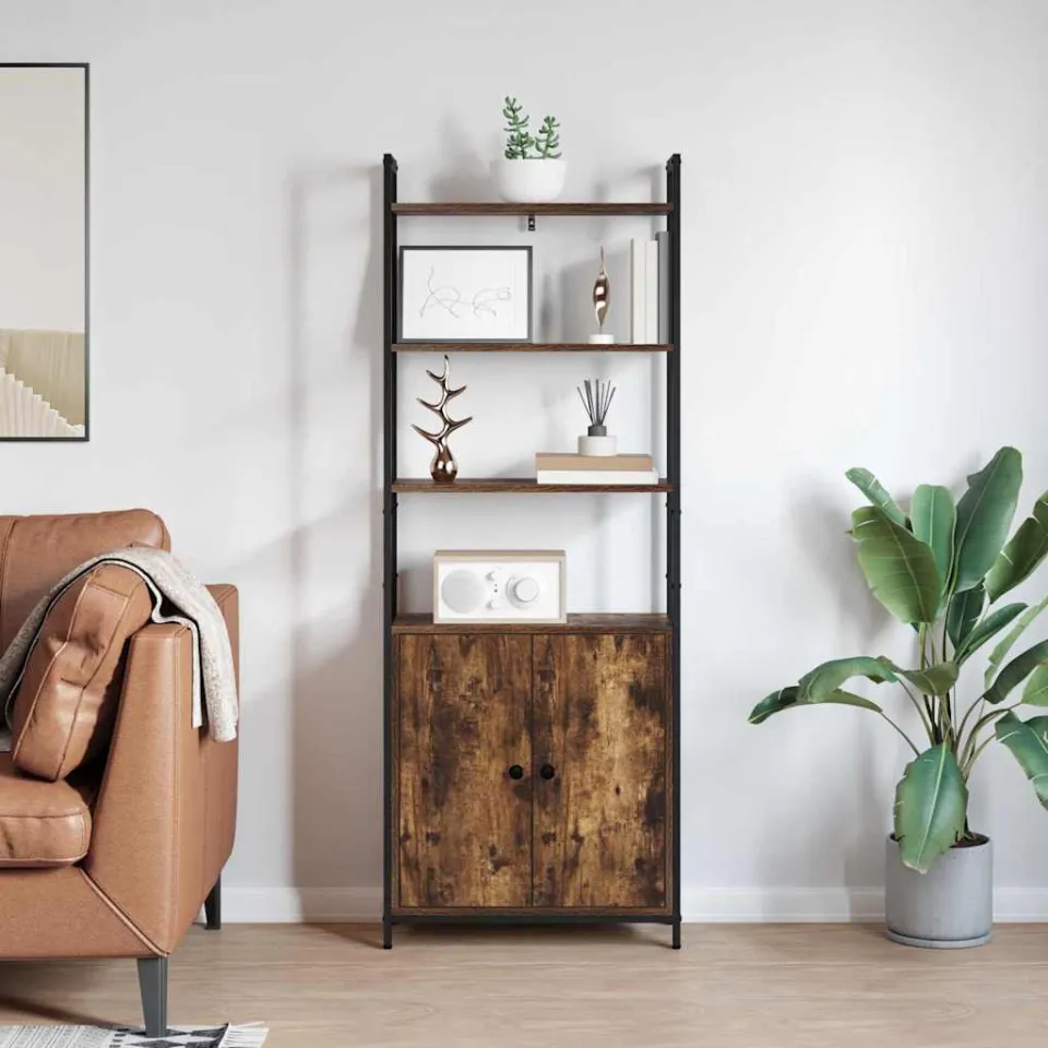 vidaXL Boekenkast 6-laags 60 x 24 x 161 cm Bewerkt hout Gerookt eiken, foto 3