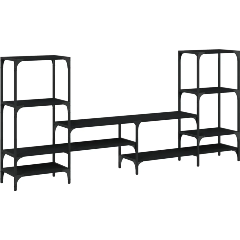 vidaXL Tv-meubel 206,5x28,5x95 cm bewerkt hout zwart