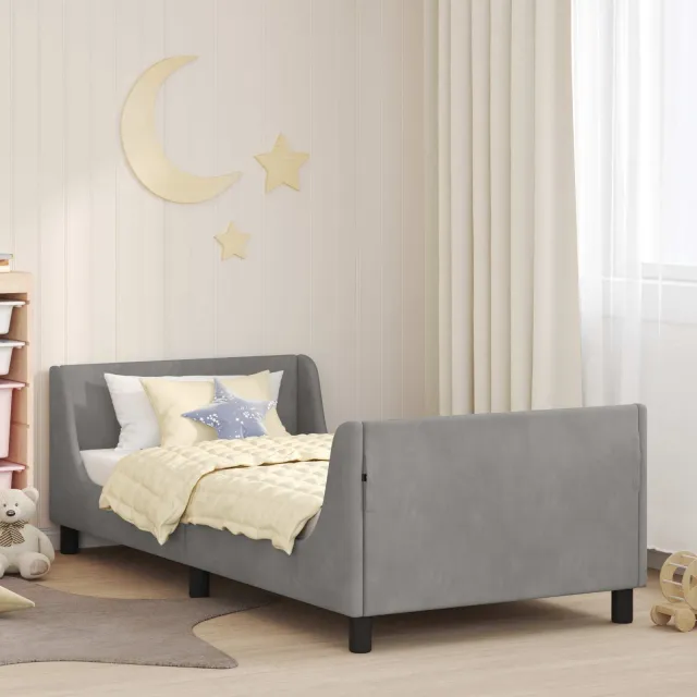 vidaXL Bedframe voor kinderen met hoofdbord Lichtgrijs 80 x 200 cm