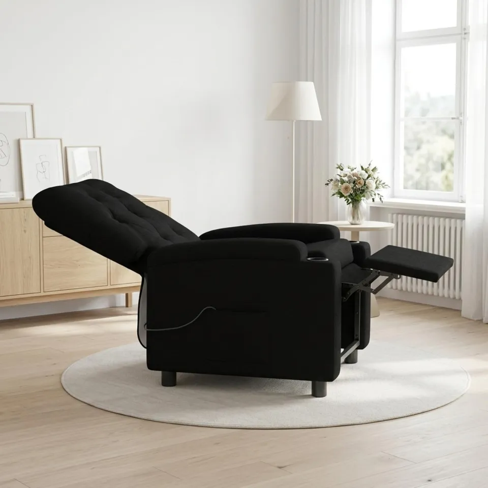 vidaXL Massage-relaxstoel Zwart 75 x 95 x 101 cm Stof, foto 4