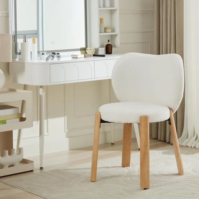 Danky 1 stuk - Hartvormige fauteuil met fluwelen bekleding, houten poten en een comfortabele zitting. Perfect voor de woonkamer, slaapkamer of leeshoek. Afmetingen: 59,44 × 54,86 × 81,53 cm (Beige)