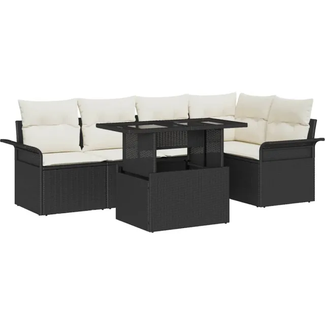 vidaXL Tuin Sofa Set 6 st Zwart poly rattan