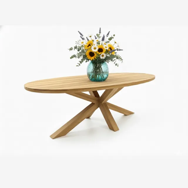 Belito Tuinmeubelen Belito Mees - Ovale teakhouten Tuintafel 240 x 120 cm Bruin