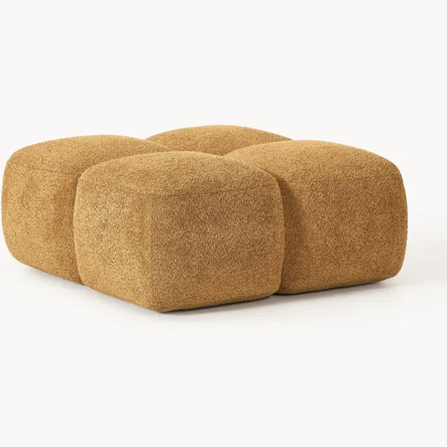 Westwing Collection Voetenbank Tayla van teddy-bouclé Geel