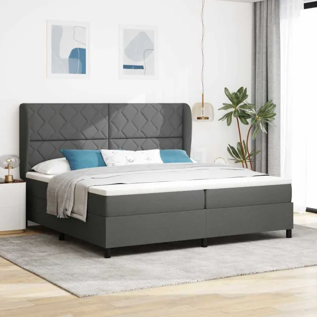 vidaXL Boxspring bed met hoofdeinde Donkergrijs 200 x 200 cm Stof