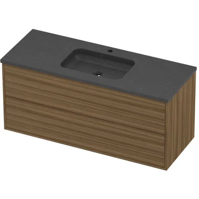 Proline Rollo Badmeubelset Hardsteen Elegant Midden 1 Gat 120x46x54 cm Blue Stone Caramel Walnut Houtlook