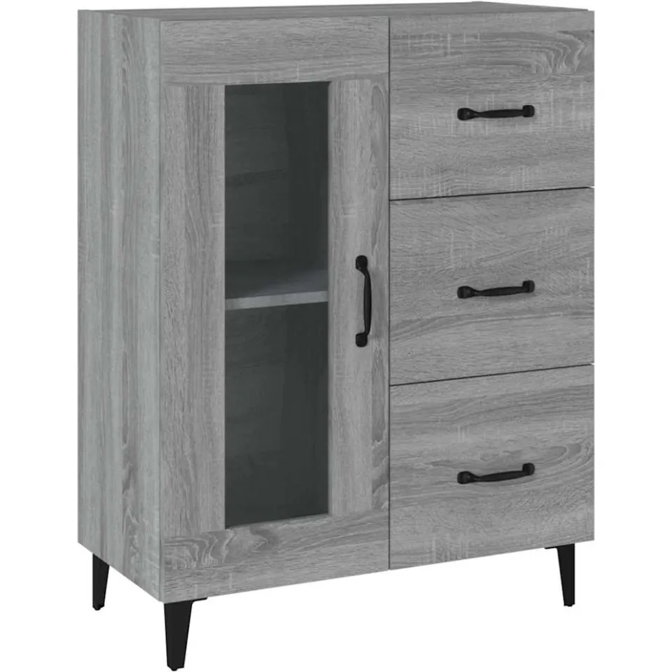 vidaXL Dressoir 69,5x34x90 cm bewerkt hout grijs sonoma eikenkleurig