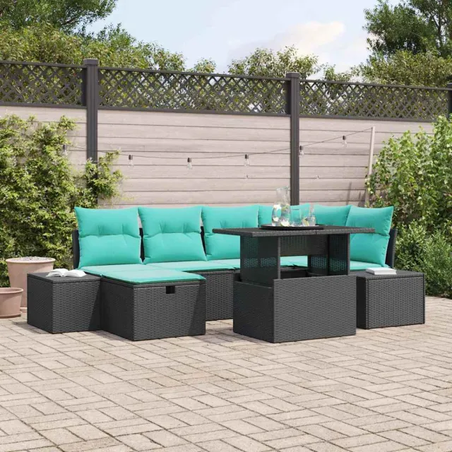 vidaXL Tuin Sofa Set 7 st Zwart poly rattan, foto 2