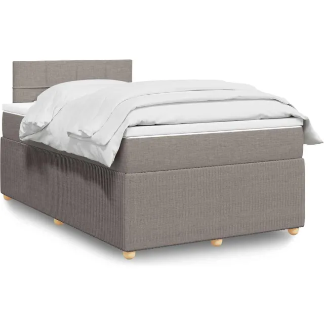 vidaXL Boxspring met matras stof taupe 120x200 cm