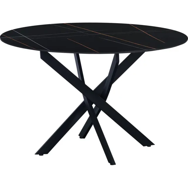 Bolt Edge Eetkamertafel - Rond - Marmerlook - Tuintafel - Zwart - 110x110cm