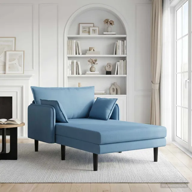 vidaXL Grote chaise longue Blauw Katoenen stof, foto 2