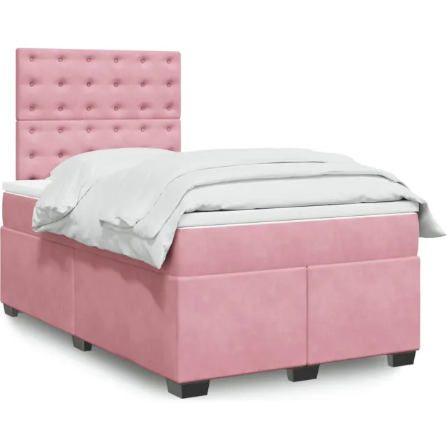 vidaXL Boxspring met matras fluweel roze 120x190 cm