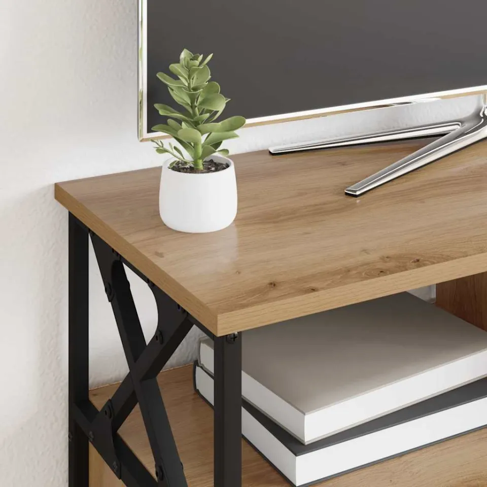 vidaXL TV-kast 90 x 33 x 45 cm Artisan Eiken Engineered hout en staal, foto 4