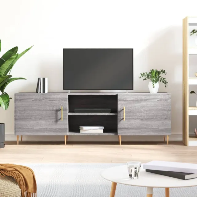 vidaXL Tv-meubel 150x30x50 cm bewerkt hout grijs sonoma eikenkleurig, foto 2