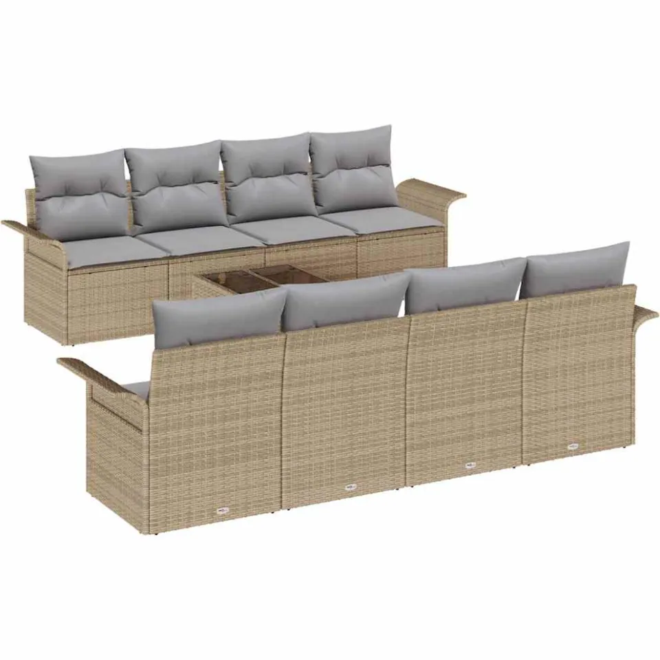 vidaXL Tuin Sofa Set 9 st Beige poly rattan