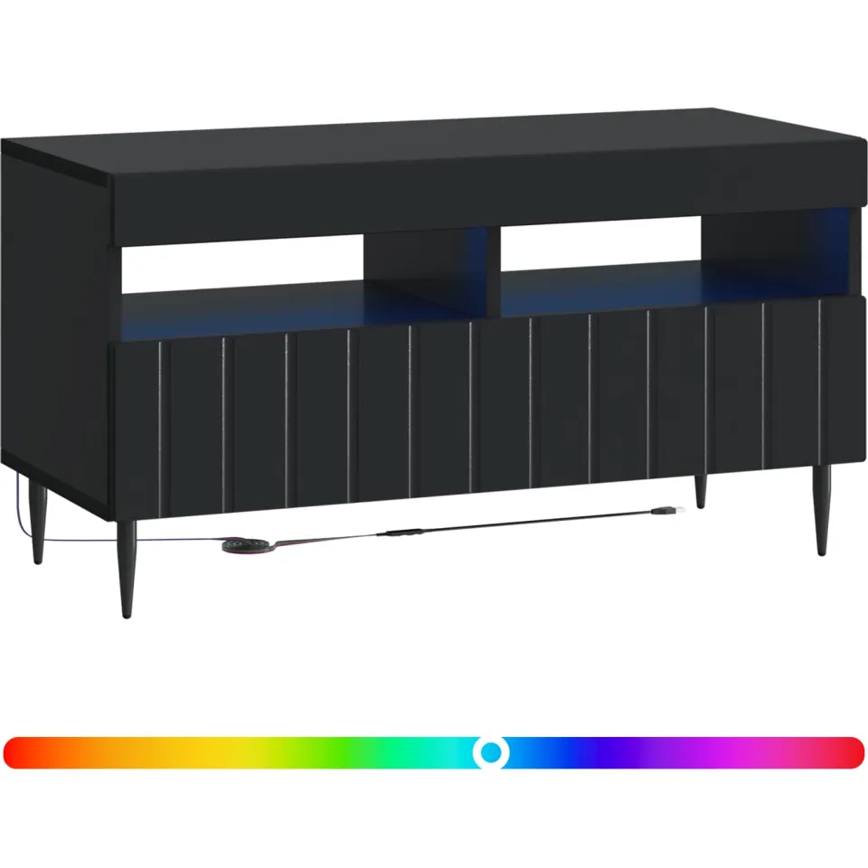 vidaXL LED tv-meubel ZWOLLE 81 x 35 x 43 cm Zwart Bewerkt hout, foto 3