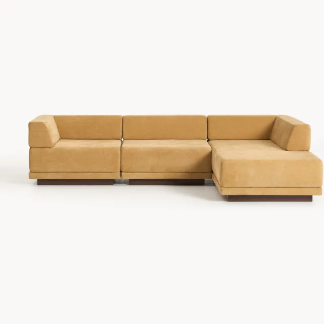 Westwing Collection Modulaire hoekbank Colin (4-zits) Bruin, Geel