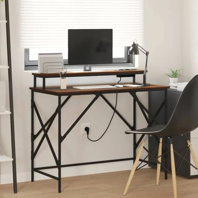 vidaXL Bureau Bruin Eiken 100 x 50 x 86,5 cm Bewerkt hout, foto 2