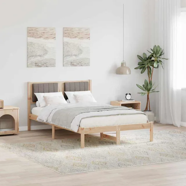 vidaXL Bedframe met Gevoerd Hoofdgedeelte Taupe 120 x 200 cm Bruin