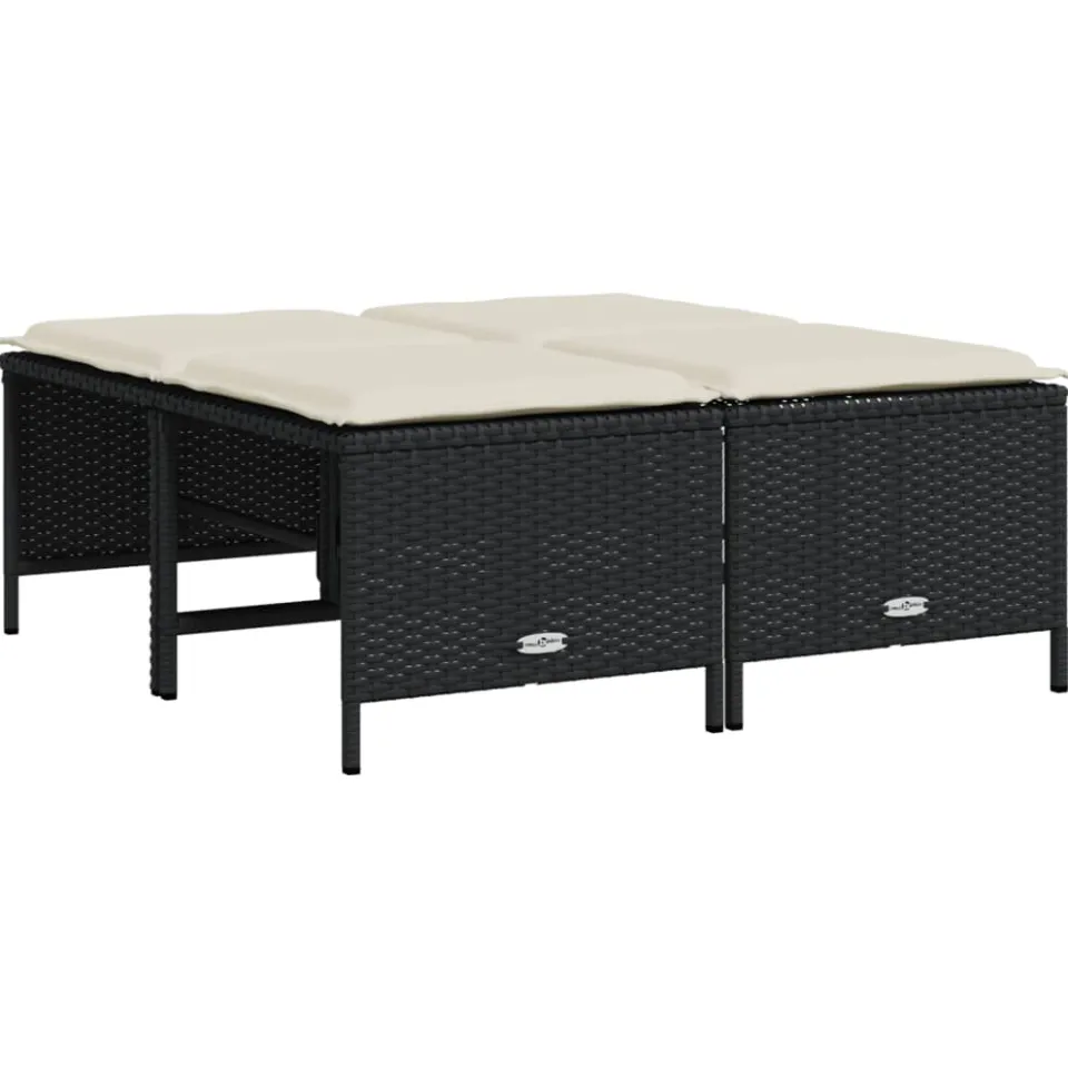vidaXL 5-delige Loungeset met kussens poly rattan zwart, foto 4