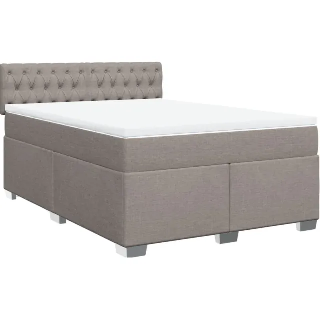 vidaXL Boxspring met matras stof taupe 140x190 cm