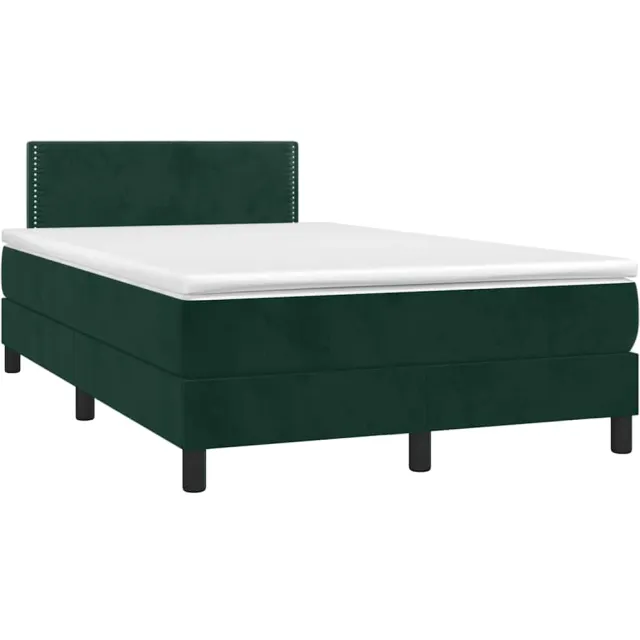 vidaXL Boxspring met matras en LED fluweel donkergroen 120x190 cm groen