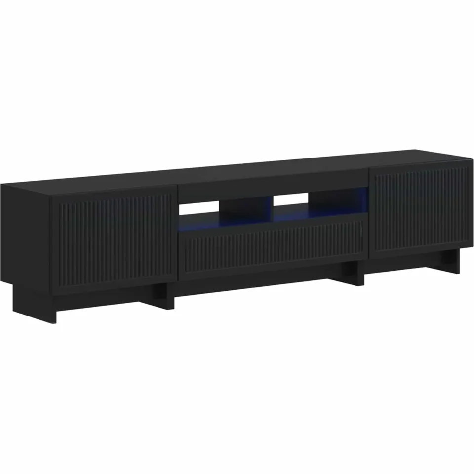 vidaXL 5-delige LED TV-kast Zwart Bewerkt hout