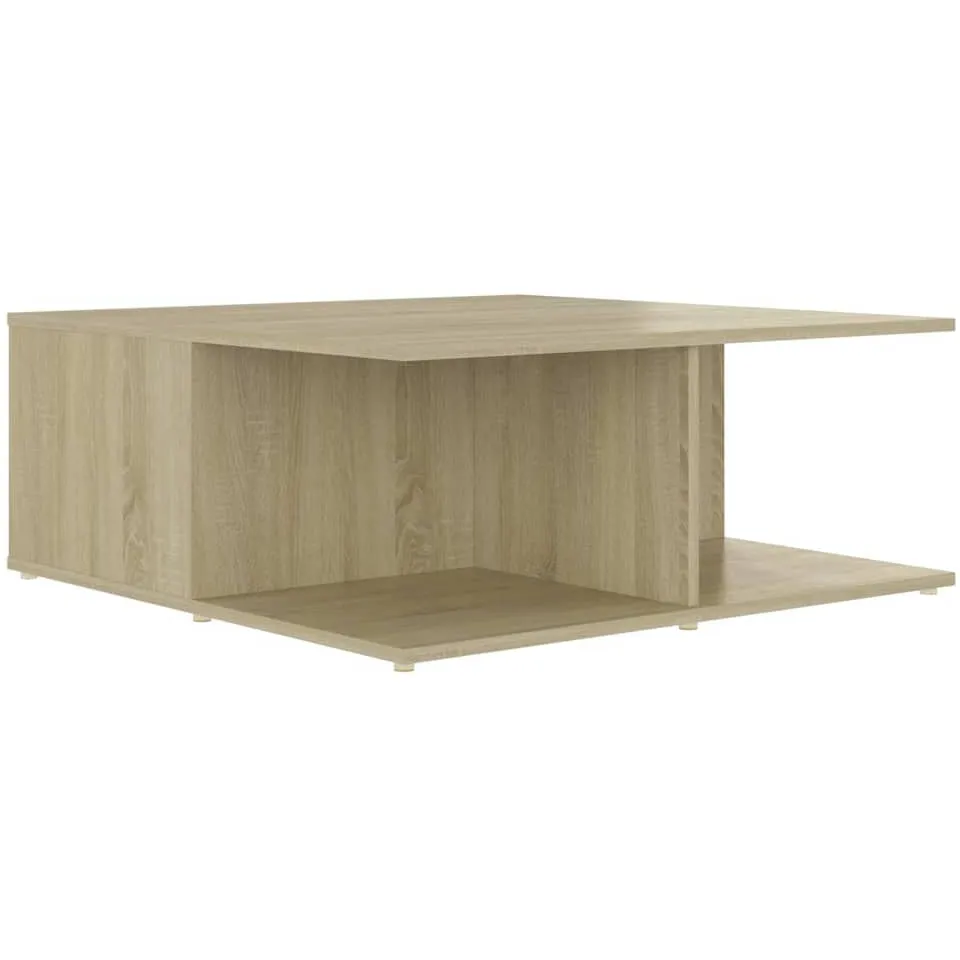 vidaXL Salontafel 80x80x31 cm bewerkt hout wit en sonoma eikenkleurig