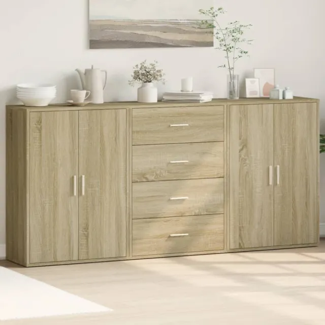 vidaXL Dressoirs 3 st 60x31x84 cm bewerkt hout sonoma eikenkleurig Bruin