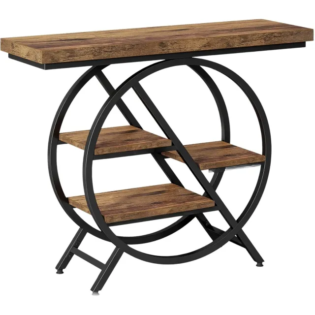 Happiq Consoletafel Luvia - Haltafel - 100cm - Wandtafel - Gang of woonkamer - Bruin