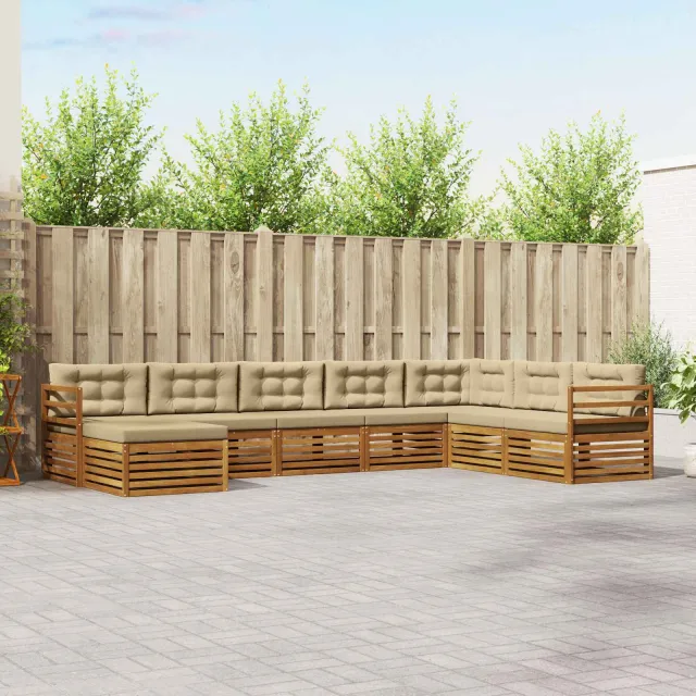 vidaXL Buiten bankenset 8 st 7-zits Natuurlijk en Beige