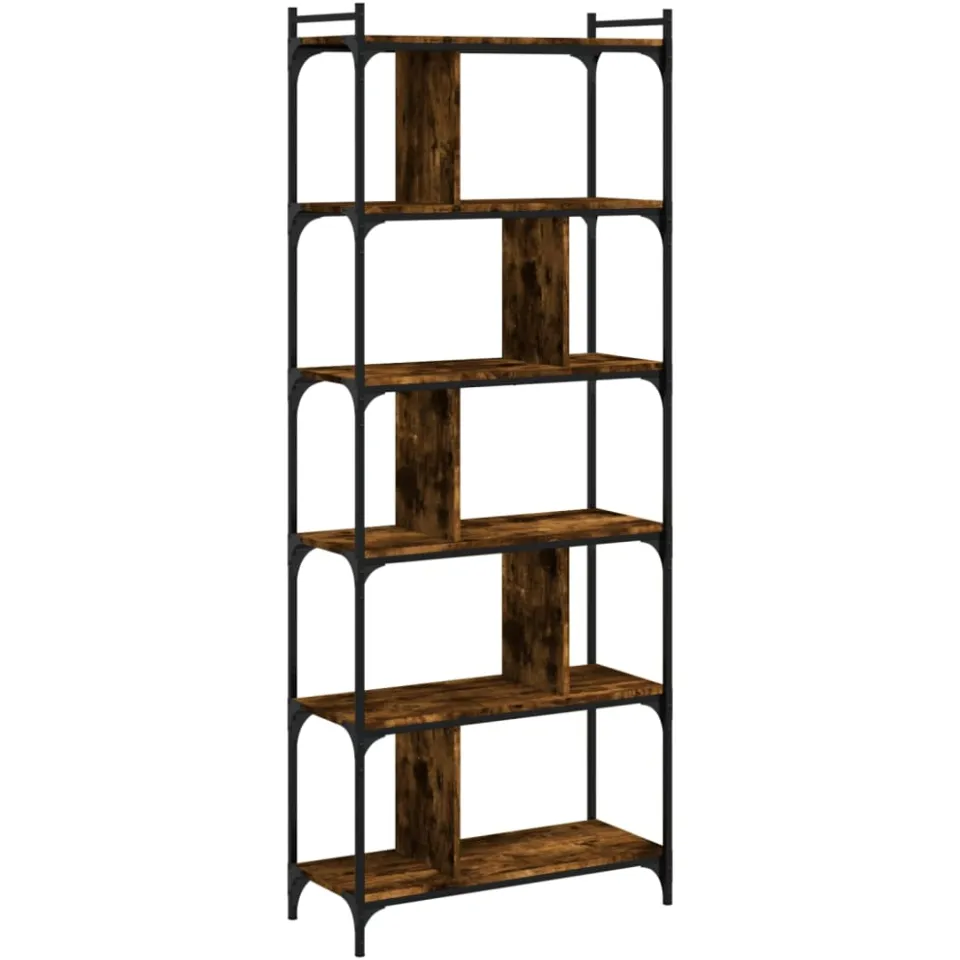 vidaXL Boekenkast 6-laags 76x32x192 cm bewerkt hout gerookt eikenkleur Bruin