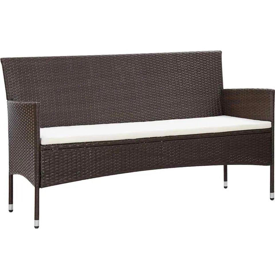 vidaXL 5-delige Loungeset met kussens poly rattan bruin, foto 3