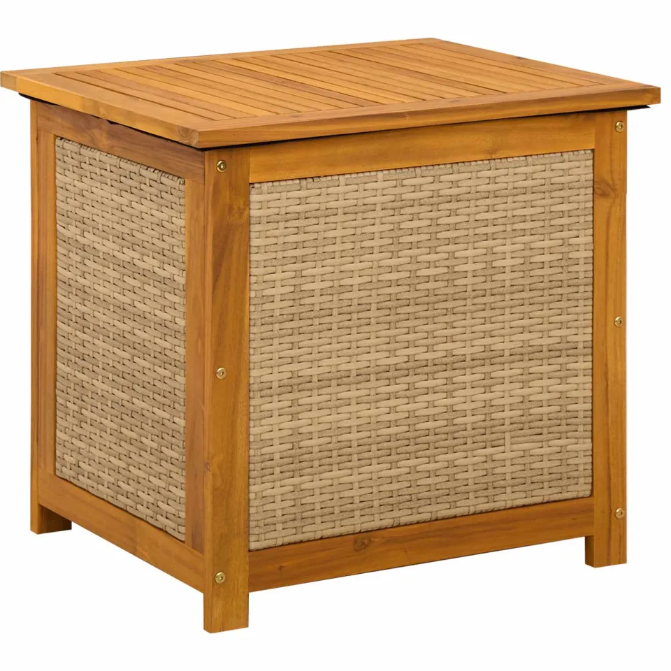 vidaXL Tuinopslagdoos 88 L Massief Acaciahout 60 x 50 x 56 cm Beige, foto 3