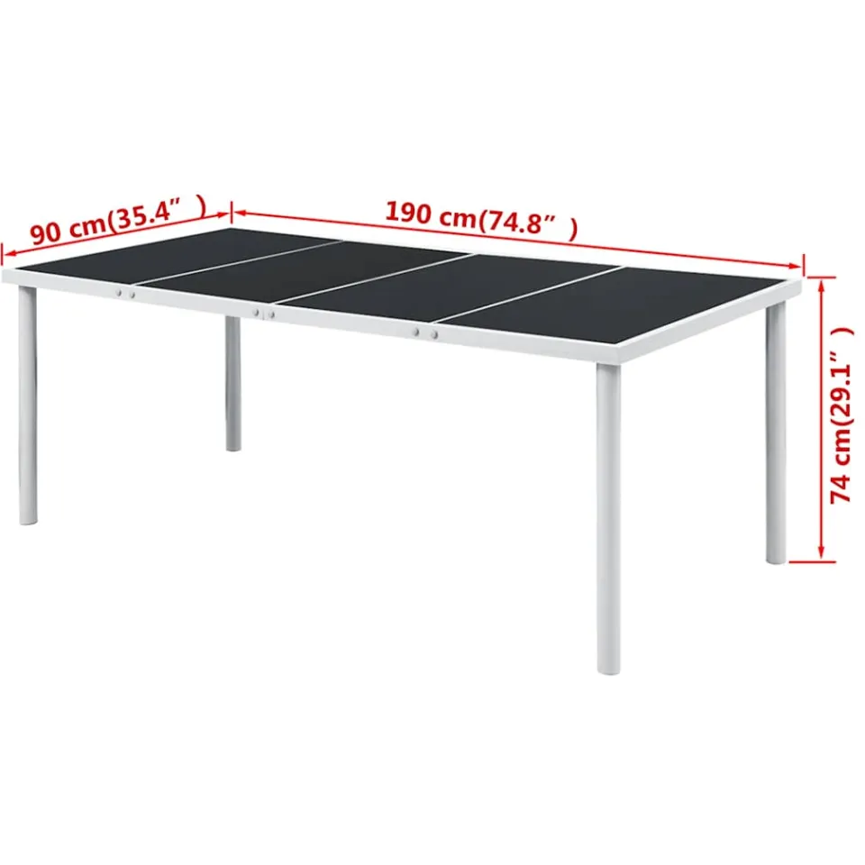 vidaXL Tuintafel 190x90x74 cm staal zwart, foto 3