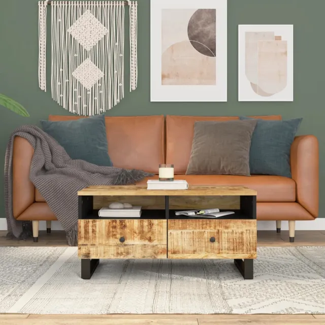 vidaXL Salontafel 80x54x40 cm massief mangohout en bewerkt hout Bruin