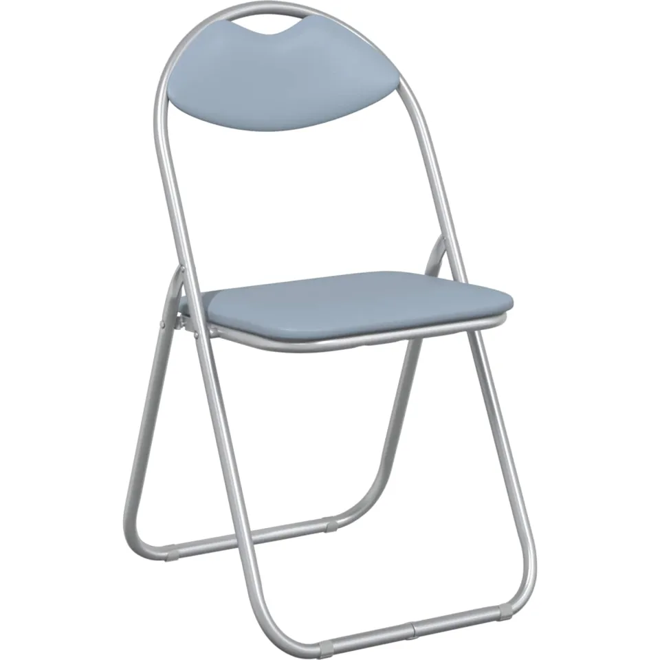 vidaXL Inklapbare stoel 8 st Nep Leer Grijs 48 x 43,5 x 81 cm