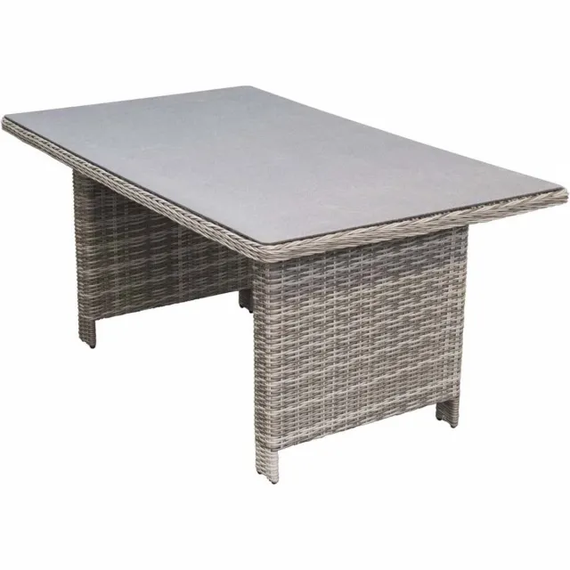 4 Seizoenen Tuinmeubelen Rechthoekige tuintafel Dublin 145 cm | 4 personen | Grey/Ash Grey | Keramiek & wicker Ash Grey, Grey