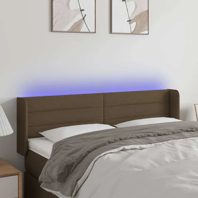vidaXL Hoofdbord LED 147x16x78/88 cm stof donkerbruin bruin