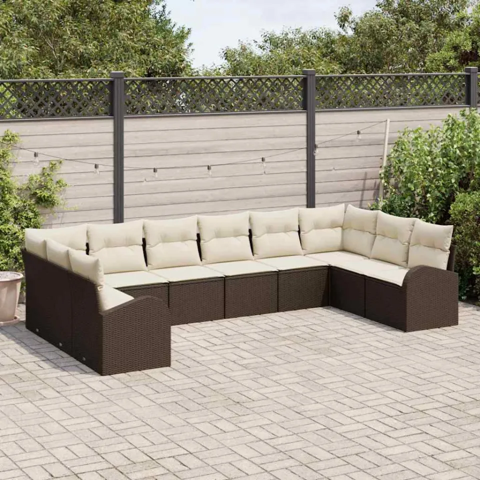 vidaXL Bankstel 10 st Bruin [Synthetisch]: Polyrattan, foto 3