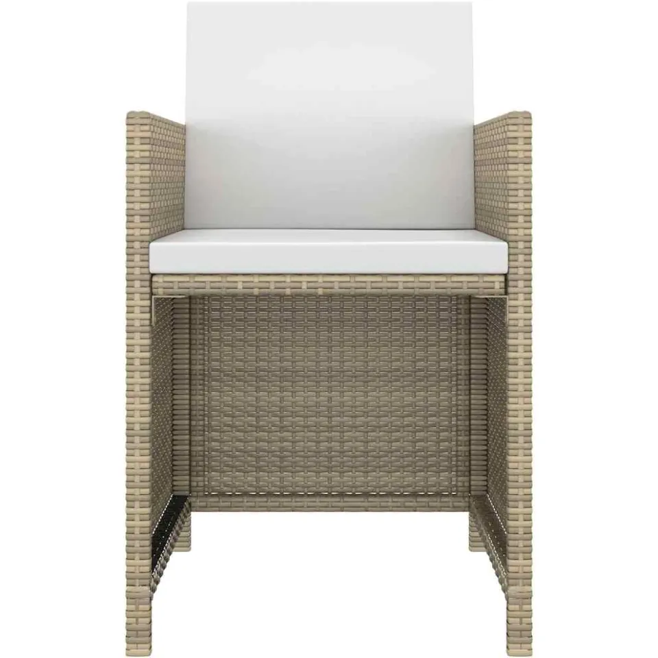 vidaXL 3-delige Tuinset met kussens poly rattan beige, foto 4