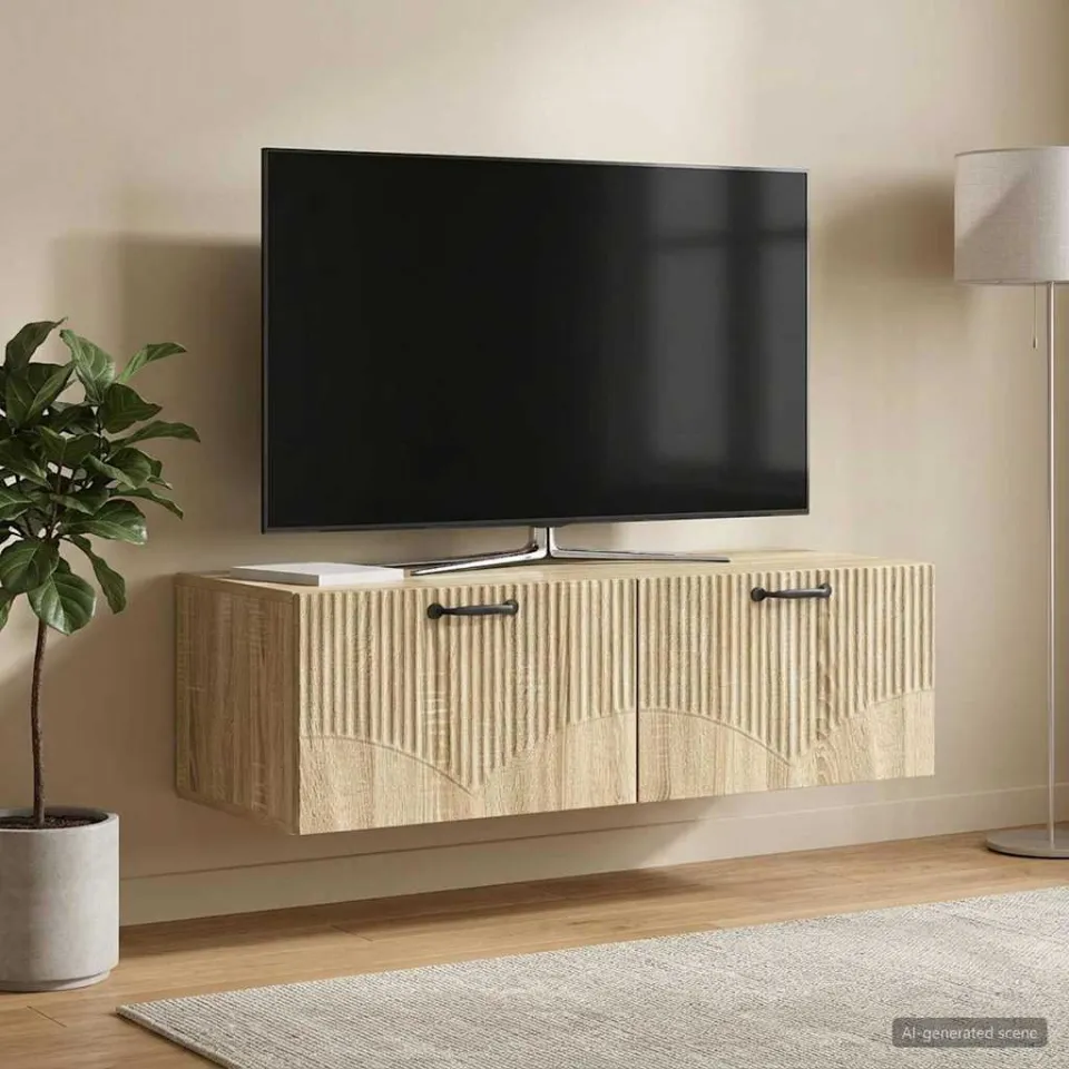 vidaXL Wandbeugel TV-kast Sonoma Eiken 98 x 41 x 30 cm Bewerkt hout, foto 4