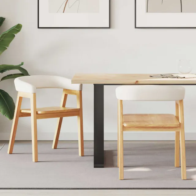 vidaXL Eettafelstoelen 2 st Massief Rubberhout Naturel 54 x 57 x 73 cm Bruin