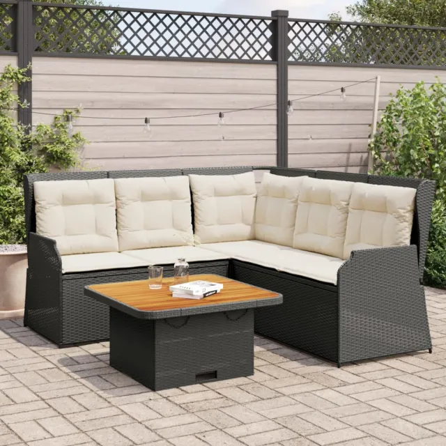vidaXL 4-delige Loungeset met kussens poly rattan zwart, foto 2