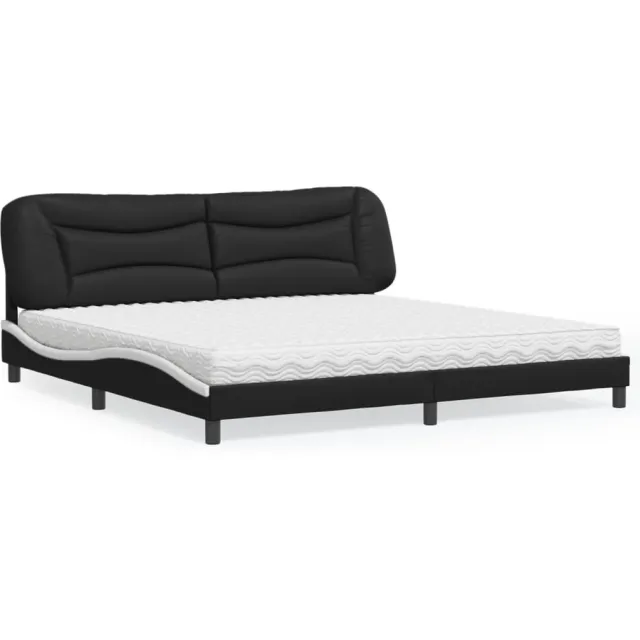 vidaXL Bed met matras "Hvar" kunstleer zwart en wit 200x200 cm