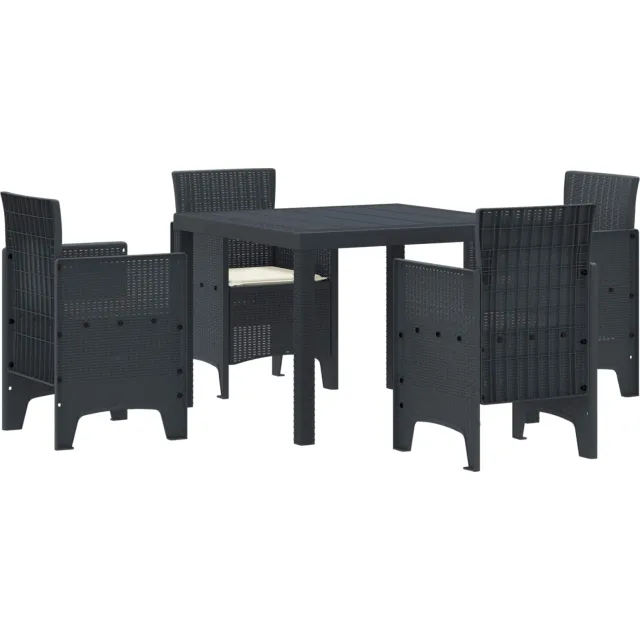 vidaXL Tuin Eetset 5 st Antraciet Polypropyleen Anthraciet