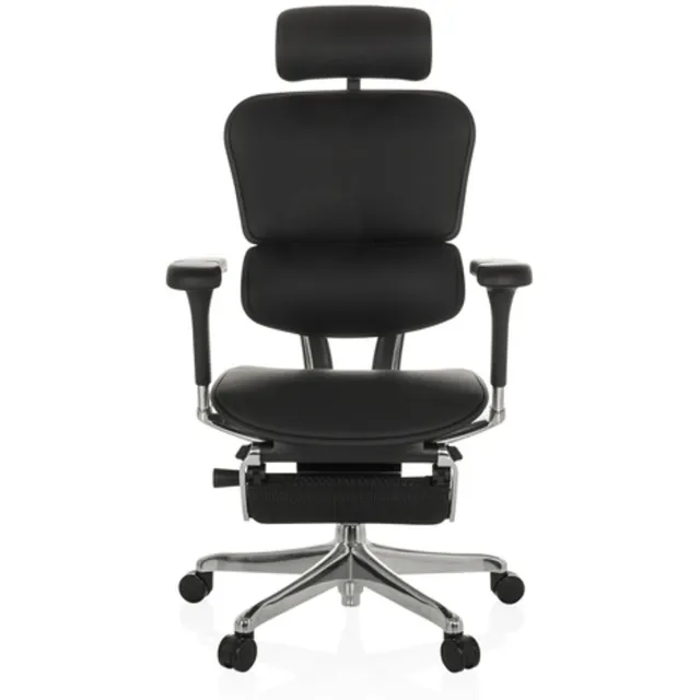 hjh office Bureaustoel / Directiestoel ERGOHUMAN PLUS LEGPRO GEN2 Leder met beensteun mesh zwart hjh OFFICE